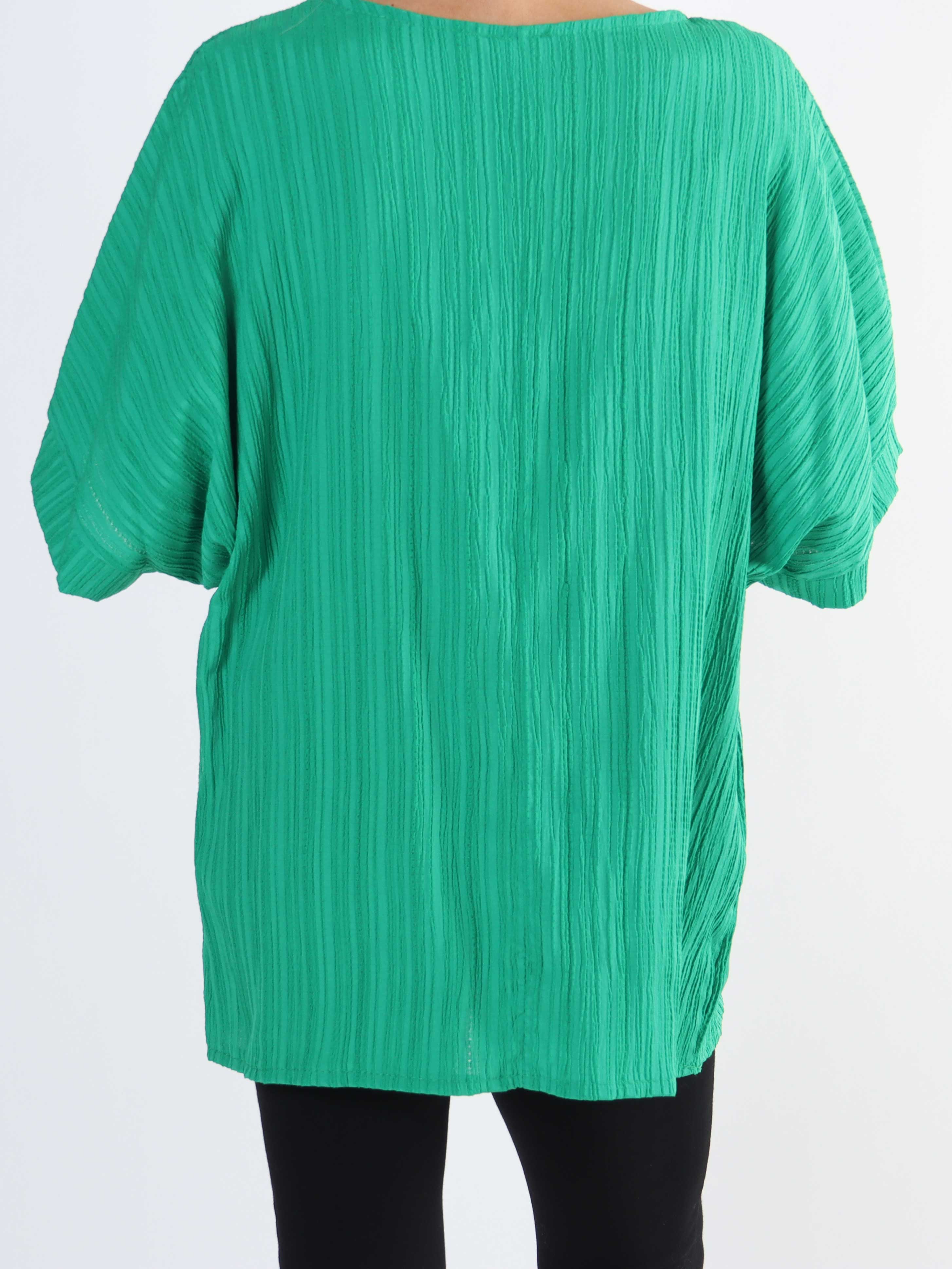 Cindy - enfärgad plus size-blus i crepe-look